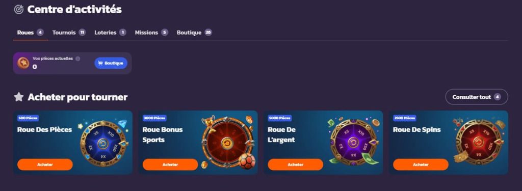 Coolzino Casino roue