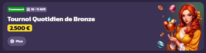 Coolzino Casino tournoi quotidien bronze